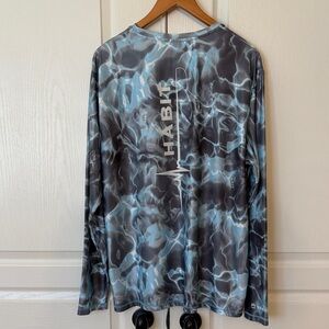 Habit Men's Light Blue and Gray Performance Fishing Long Sleeve Shirt